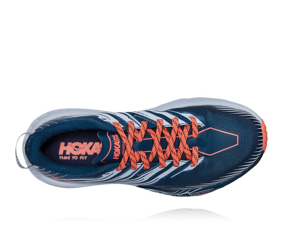 Hoka Australia One One Speedgoat 4 - Womens Trail Shoes Navy/White - OUKYD-4763